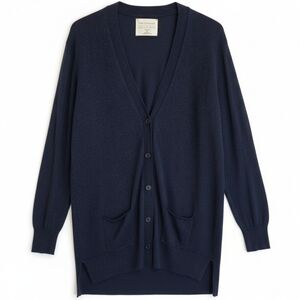 Fine Collection Silk & Cashmere Longline Cardigan | Navy